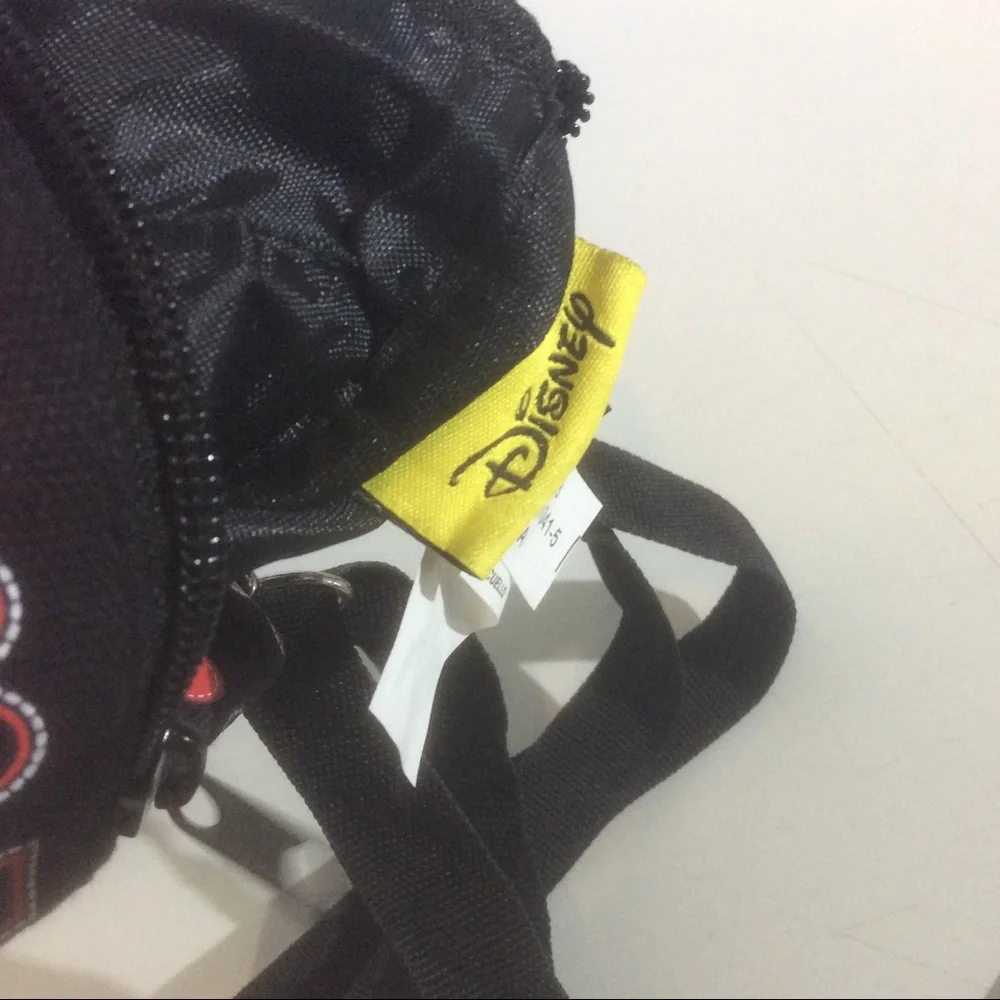 Disney Mickey Mouse Ears Bag Black Red Crossbody Purse Adjustable Strap Zip